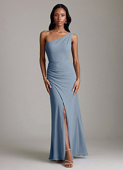 Azazie Madelyn Bridesmaid Dresses Twilight Mermaid One Shoulder Chiffon Convertible Dress image7