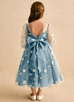 Azazie Elowen Robe Demoiselle D'honneur Fillette Robe Trapèze en Dentelle Encolure en Forme de Cœur Bermude image2