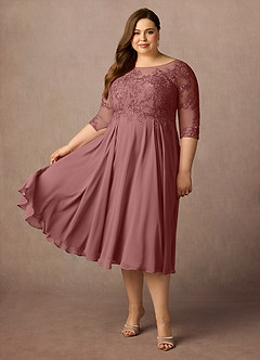 Azazie Marge Mother of the Bride Dresses Desert Rose A-Line Scoop Lace Chiffon Dress image8