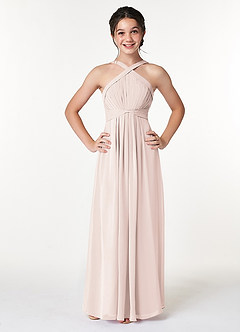 Azazie Anthea Junior Rose Petal Pleated Chiffon Dress image1