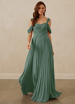 Christian Siriano Bridal for Azazie 1013 Bridesmaid Dresses Eucalyptus A-Line Off the Shoulder Chiffon Dress image9