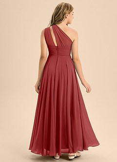 Azazie Charlize Junior Rust A-Line Pleated Chiffon Dress image2