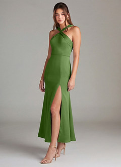 Azazie Rue Koszorúslány ruhák Sellő Rakott Stretch szatén Bokáig érő Ruha image4