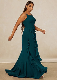 Christian Siriano Bridal for Azazie 1006 Bridesmaid Dresses Pine Mermaid Ruched Chiffon Dress image13