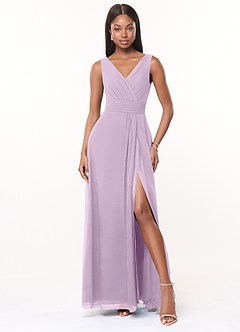 Azazie Karina Jurken voor bruidsmeisjes Jurk van Chiffon met A-Lijn Geplooid Frosted Lila image1