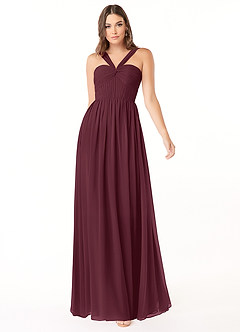 Azazie Dionne Bridesmaid Dresses Cabernet A-Line Corset Chiffon Dress image1