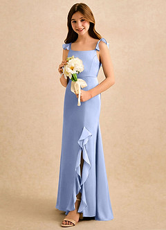 Azazie Novalie Girls Formal Robe Demoiselle D'honneur Fillette Robe Sirène en Satin extensible Arc Eis image2