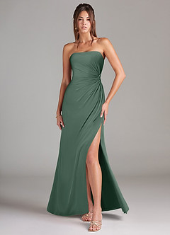 Azazie Aliani Bridesmaid Dresses Sea Moss Sheath Strapless Chiffon Convertible Dress image1
