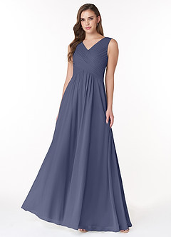 Azazie Flora Bridesmaid Dresses Stormy A-Line Pleated Chiffon Dress image1