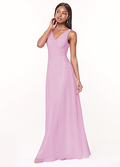 Azazie Nala Bridesmaid Dresses Candy Pink A-Line Pleated Chiffon Dress image3