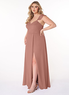 Azazie Everett Bridesmaid Dresses Cedar Rose A-Line V-neck Ruched Chiffon Dress image8