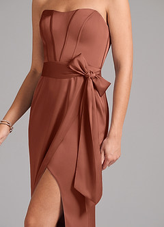 Azazie Jamie Bridesmaid Dresses Clay A-Line Strapless Stretch Satin Convertible Dress image7
