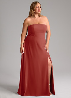 Azazie Wren Bridesmaid Dresses Terracotta A-Line Side Slit Chiffon Convertible Dress image12