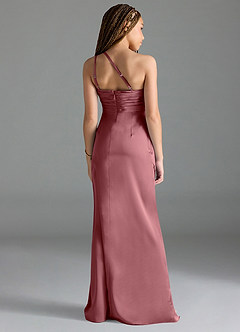 Azazie Eren Junior Desert Rose Sheath Pleated Stretch Satin Dress image2