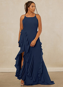 Christian Siriano Bridal for Azazie 1006 Bridesmaid Dresses Dark Navy Mermaid Ruched Chiffon Dress image10
