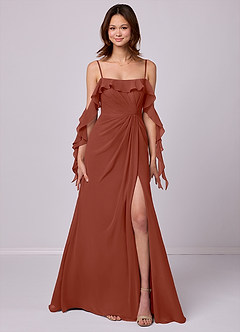 Barbie ♥ Azazie Bridesmaid Dresses Auburn A-Line Off the Shoulder Chiffon Convertible Dress image7