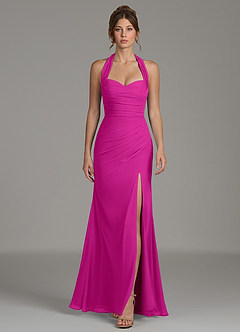 Azazie Destiny Vestidos de damas de honor Vestido de Fucsia de Gasa de Corte Sirena con Escote de Corazón image3