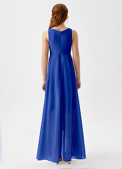 Azazie Lizette Junior Royal Blue A-Line Pleated Chiffon Dress image6