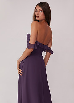 Barbie ♥ Azazie Final Sale Plum A-Line Off the Shoulder Chiffon Convertible Dress image5