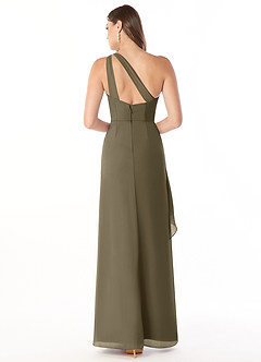 Azazie Maive Bridesmaid Dresses Willow Green Sheath Pleated Ruffle Chiffon Dress image2