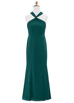 Azazie Rue Junior Peacock Mermaid Side Slit Chiffon Dress image6