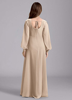 Azazie Bondi Junior Robe Trapèze en Mousseline de soie Blouson Taupe image2