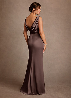 Azazie Baltimore Mother of the Bride Dresses Ganache A-Line Pleated Stretch Satin Dress image3