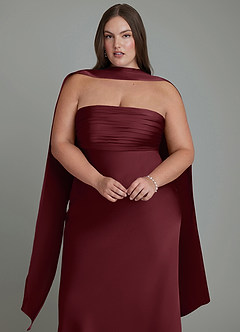 Azazie Saylor Bridesmaid Dresses Cabernet Mermaid Strapless Stretch Satin Dress image8