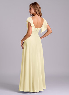 Azazie Leilani Bridesmaid Dresses Lemon Sorbet A-Line Pleated Chiffon Dress image5