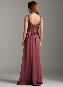 Azazie Keyla Brautjungfernkleider A-Linie Plissee Stretch-Satin Kleid Merlot image8