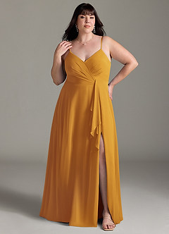 Azazie Akita Bridesmaid Dresses Butterscotch A-Line Chiffon Dress image5
