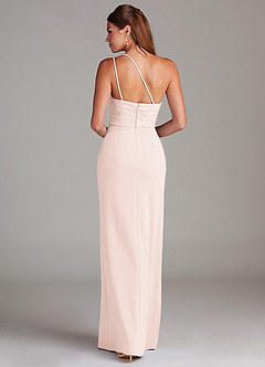 Azazie Eren Bridesmaid Dresses Blushing Pink Sheath One Shoulder Stretch Crepe Dress image2