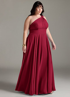 Azazie Charlize Bridesmaid Dresses Burgundy A-Line One Shoulder Chiffon Dress image10