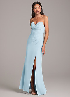 Azazie Yola Bridesmaid Dresses Sky Blue Sheath Pleated Chiffon Convertible Dress image3
