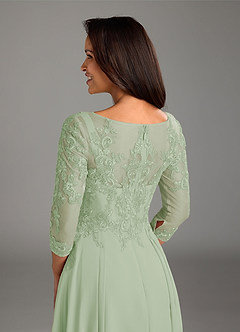Azazie Marge Mother of the Bride Dresses Dusty Sage A-Line Scoop Lace Chiffon Dress image4
