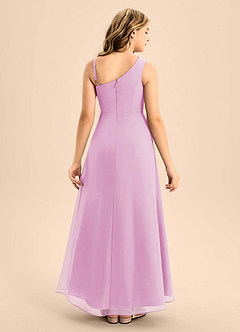 Azazie Brooke Junior Candy Pink A-Line Side Slit Chiffon Dress image2