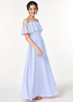 Azazie Maggie A-Line Off the Shoulder Chiffon Floor-Length Junior Bridesmaid Dress image4
