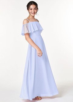 Azazie Maggie Junior Lavender A-Line Off the Shoulder Chiffon Dress image4