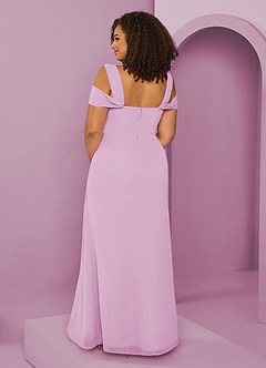 Barbie ♥ Azazie Jurken voor bruidsmeisjes Jurk van Chiffon met A-Lijn Off the Shoulder Snoep Roze image2