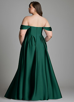 Azazie Loisa Brudepigekjoler A-linje Off the shoulder Stræk satin Gulv-længde Kjole image9