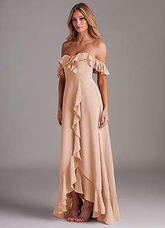 Azazie Lyra Robes de demoiselle d'honneur Robe Trapèze Convertible en Mousseline de soie Rose Perle image5