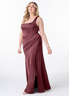 Azazie Mero Brautjungfernkleider Meerjungfrau-Linie Plissee Stretch-Satin Kleid Wüstenrose image7