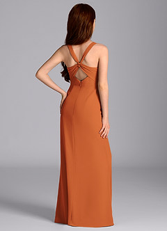 Azazie Mero Junior Cinnamon Mermaid Pleated Chiffon Dress image2