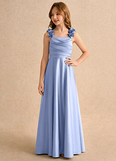 Azazie Rosita Girls Formal Flower Girl Klänningar Klänning A-Line i Stretch Satin Plisserad image4
