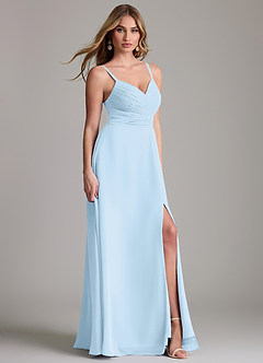 Azazie Terese Bridesmaid Dresses Sky Blue A-Line Pleated Chiffon Dress image3