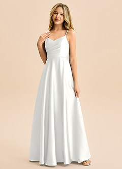 Azazie Rumi Junior Klä av A-Line i Stretch Satin Plisserad image3