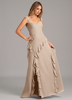 Azazie Sloane Bridesmaid Dresses Taupe A-Line Sweetheart Neckline Chiffon Dress image3