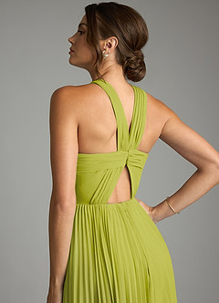 Azazie Afra Bridesmaid Dresses Lemongrass A-Line Pleated Chiffon Dress image6