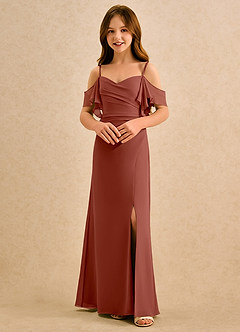 Azazie Pippy Girls Formal Flower Girl Dresses Auburn A-Line Sweetheart Neckline Chiffon Dress image4