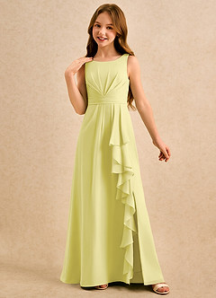 Azazie Chibi Girls Formal Abiti da Ragazza di Fiori Abito A-Line in Chiffon Plissettato Sorbetto Al Limone image4
